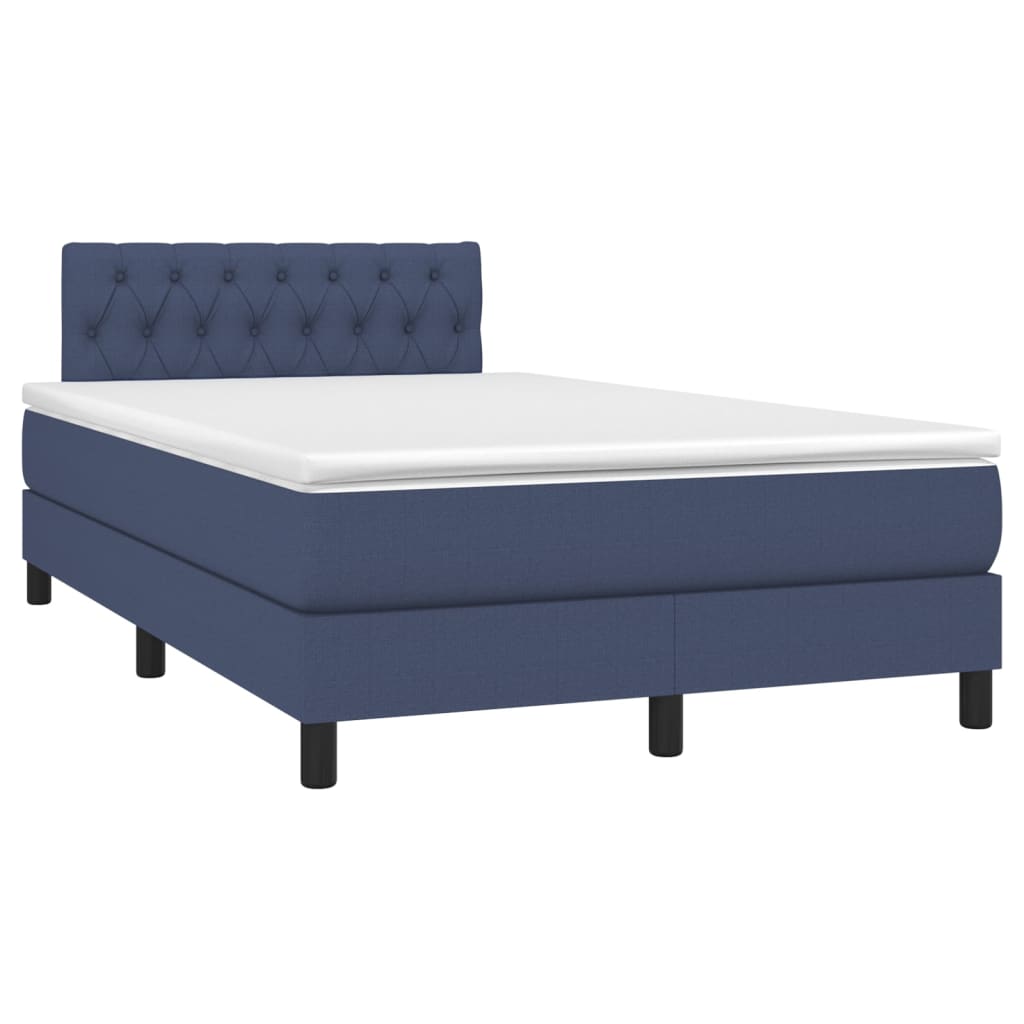 vidaXL Κρεβάτι Boxspring με Στρώμα & LED Μπλε 120x200 εκ. Υφασμάτινο