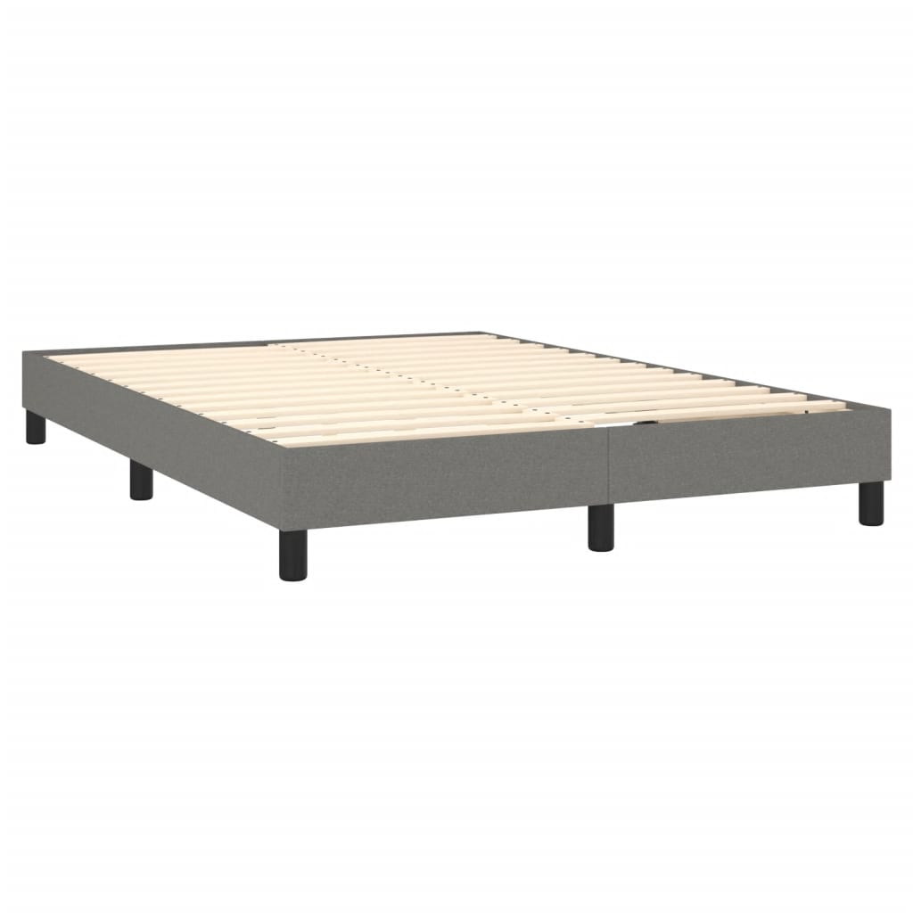 vidaXL Κρεβάτι Boxspring με Στρώμα & LED Σκ.Γκρι 140x200 εκ Υφασμάτινο