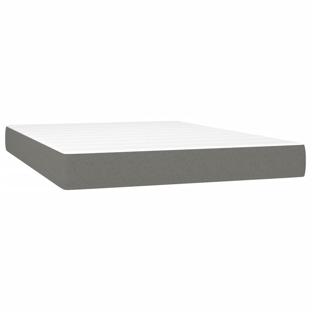 vidaXL Κρεβάτι Boxspring με Στρώμα & LED Σκ.Γκρι 140x200 εκ Υφασμάτινο