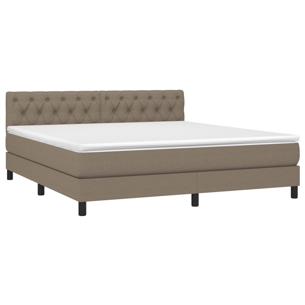 vidaXL Κρεβάτι Boxspring με Στρώμα & LED Taupe 160x200 εκ. Υφασμάτινο