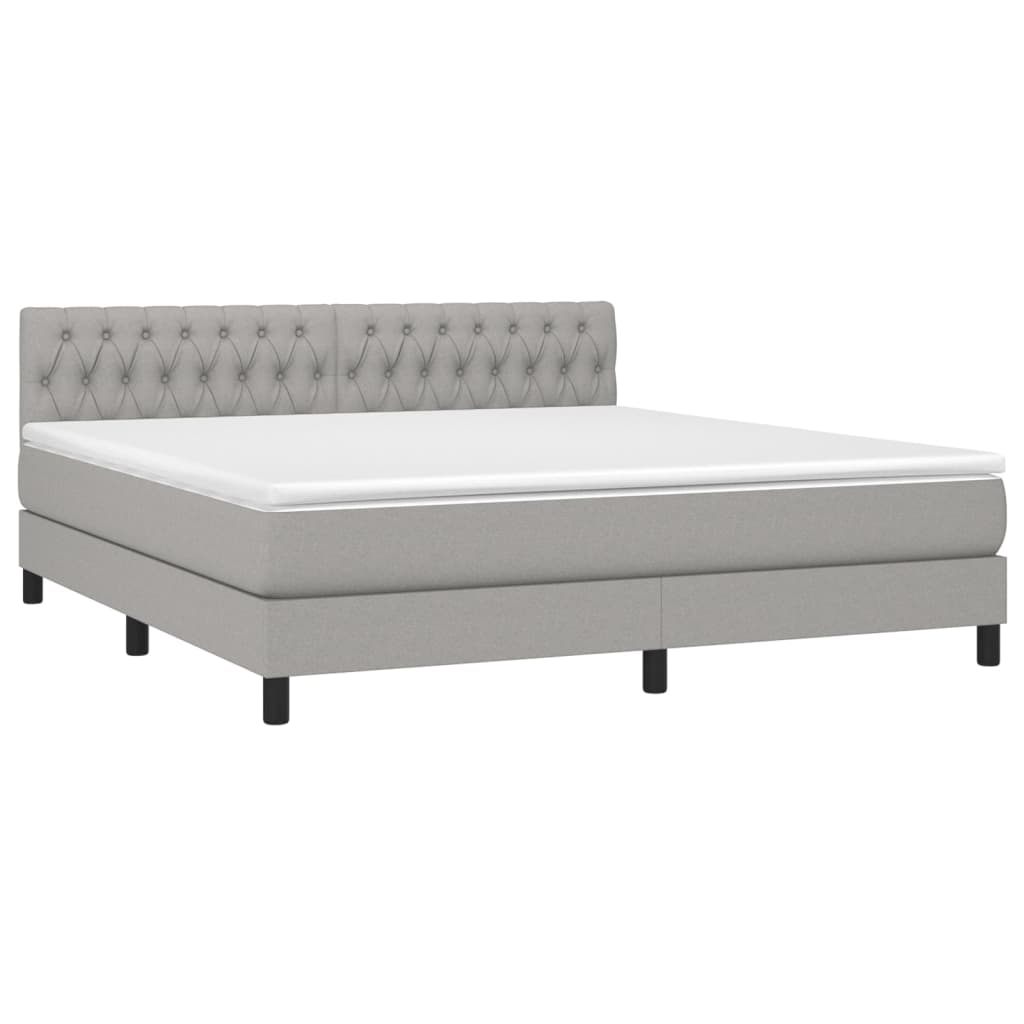 vidaXL Κρεβάτι Boxspring με Στρώμα & LED Αν.Γκρι 180x200 εκ Υφασμάτινο