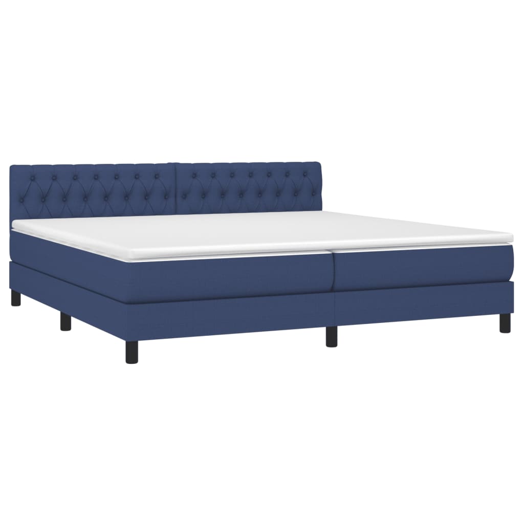 vidaXL Κρεβάτι Boxspring με Στρώμα & LED Μπλε 200x200 εκ. Υφασμάτινο