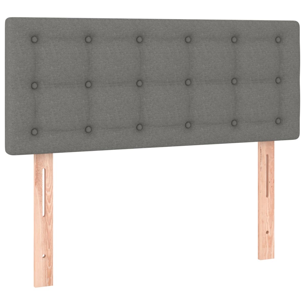 vidaXL Κρεβάτι Boxspring με Στρώμα & LED Σκ.Γκρι 90x200 εκ. Υφασμάτινο