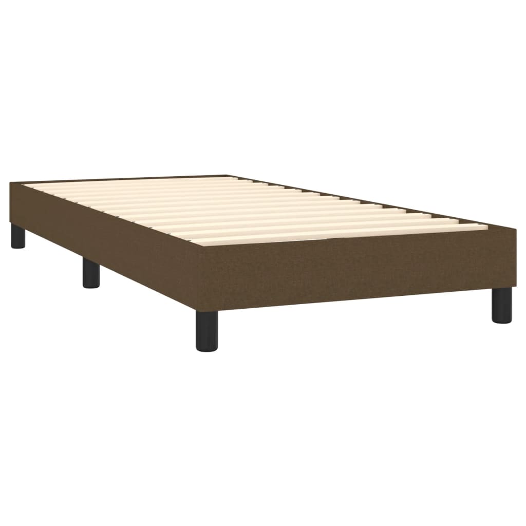 vidaXL Κρεβάτι Boxspring με Στρώμα & LED Σκ.Καφέ 90x200 εκ. Υφασμάτινο