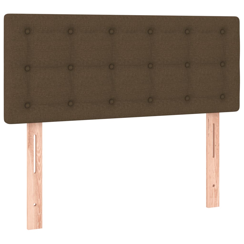vidaXL Κρεβάτι Boxspring με Στρώμα & LED Σκ.Καφέ 90x200 εκ. Υφασμάτινο