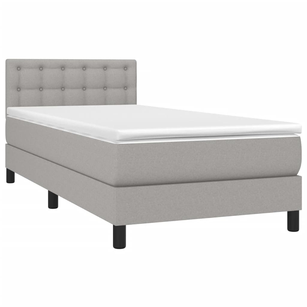 vidaXL Κρεβάτι Boxspring με Στρώμα & LED Αν.Γκρι 100x200 εκ Υφασμάτινο