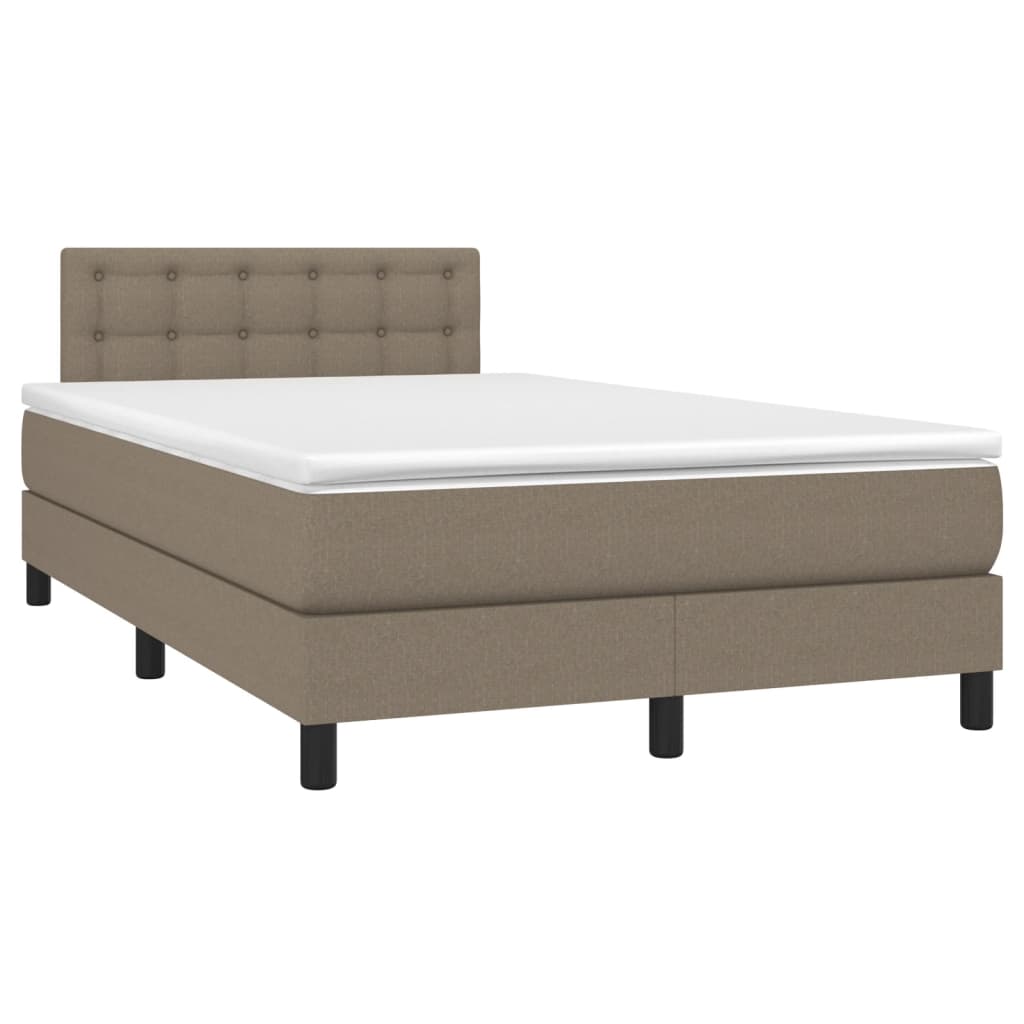 vidaXL Κρεβάτι Boxspring με Στρώμα & LED Taupe 120x200 εκ. Υφασμάτινο
