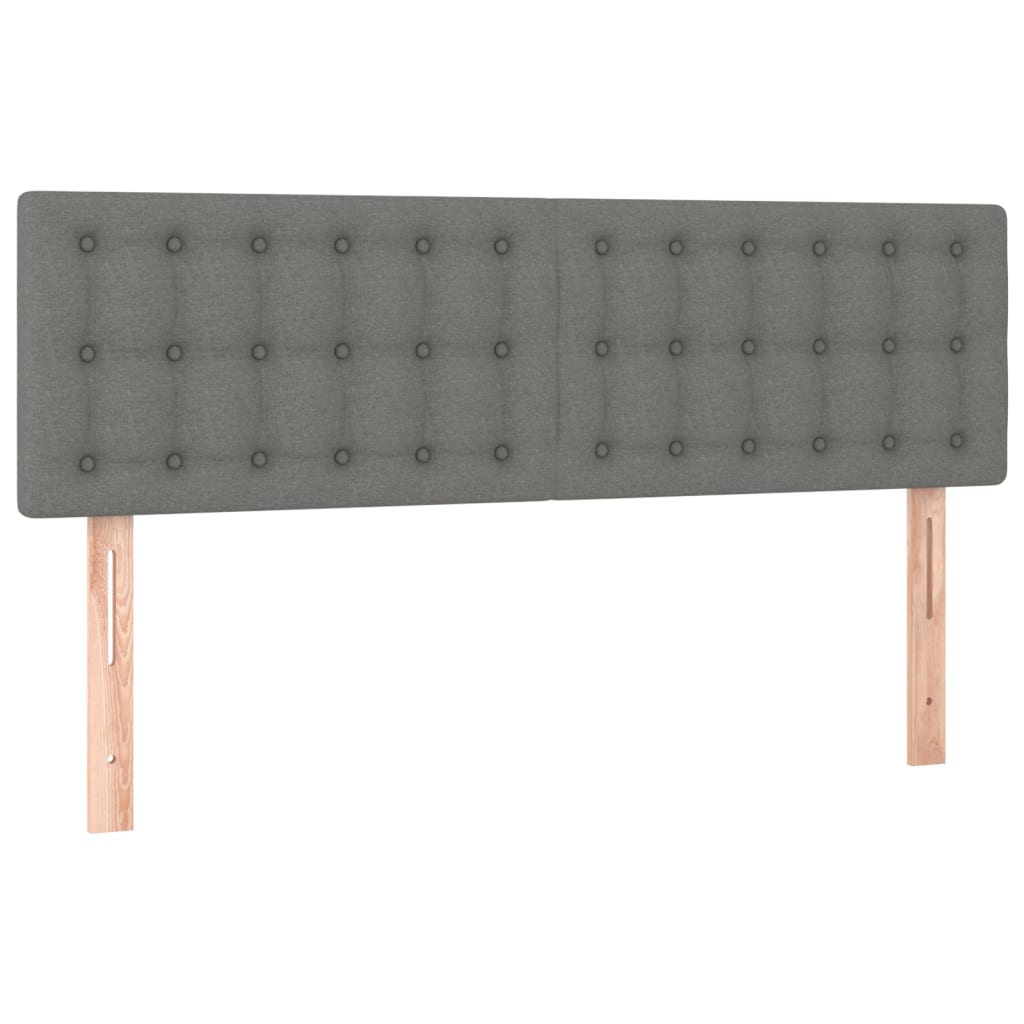 vidaXL Κρεβάτι Boxspring με Στρώμα & LED Σκ.Γκρι 140x190 εκ Υφασμάτινο