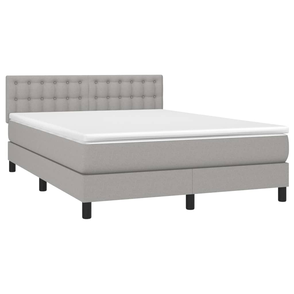 vidaXL Κρεβάτι Boxspring με Στρώμα & LED Αν.Γκρι 140x200 εκ Υφασμάτινο
