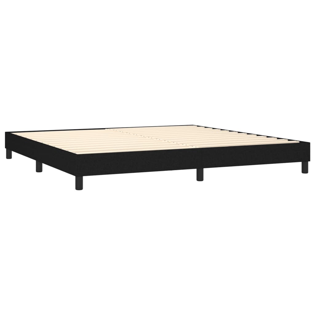 vidaXL Κρεβάτι Boxspring με Στρώμα & LED Μαύρο 200x200 εκ. Υφασμάτινο
