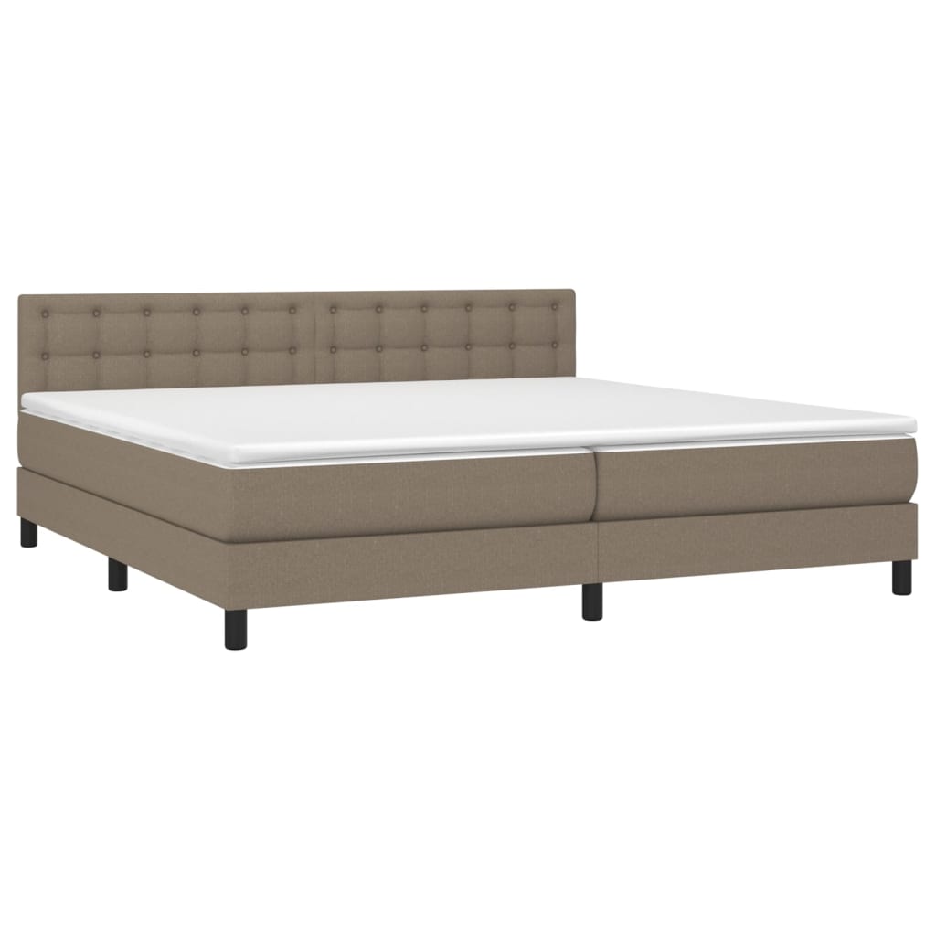 vidaXL Κρεβάτι Boxspring με Στρώμα & LED Taupe 200x200 εκ. Υφασμάτινο