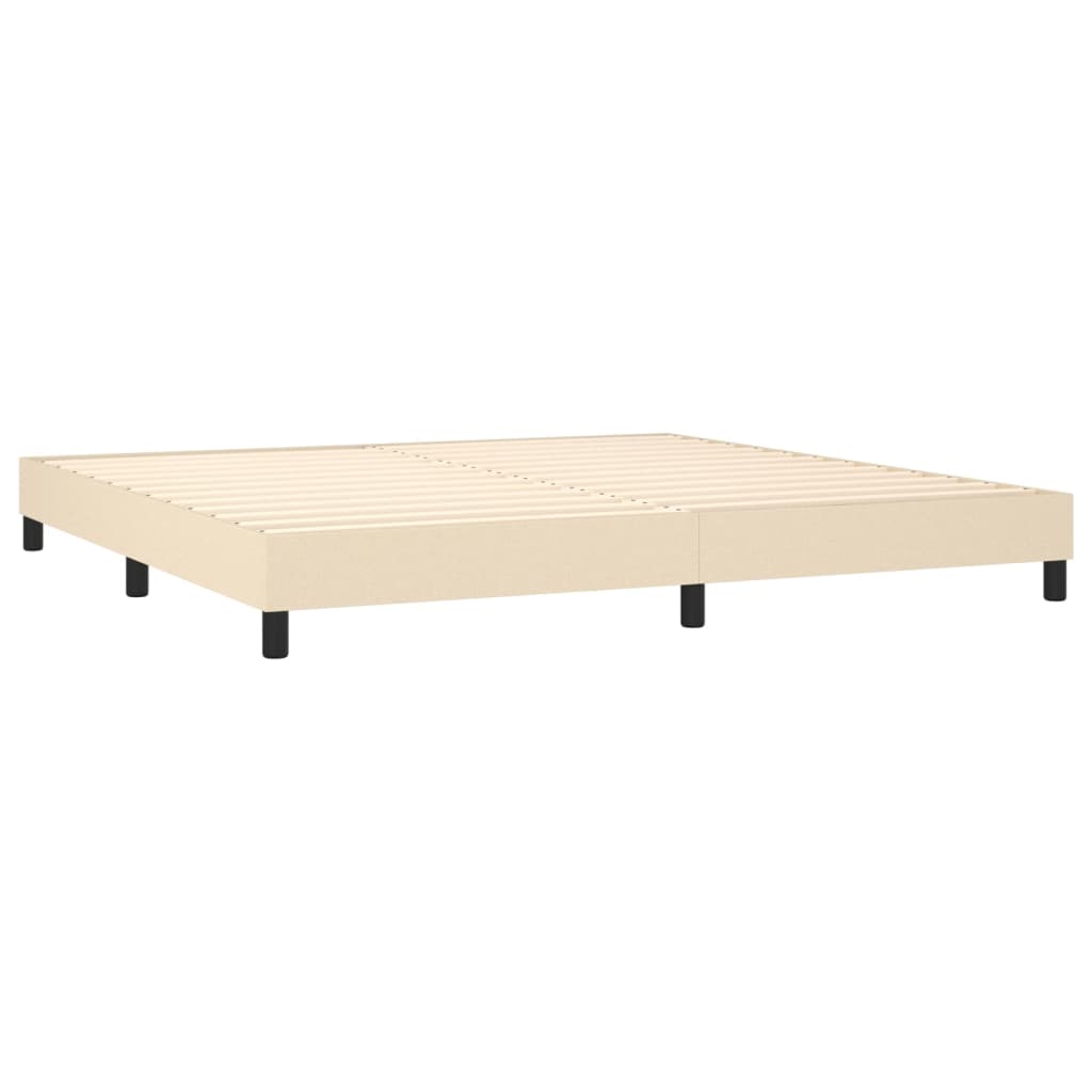 vidaXL Κρεβάτι Boxspring με Στρώμα & LED Κρεμ 200x200 εκ. Υφασμάτινο
