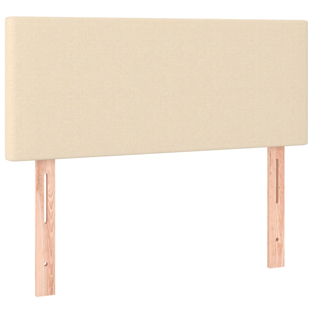 vidaXL Κρεβάτι Boxspring με Στρώμα & LED Κρεμ 90x200 εκ. Υφασμάτινο
