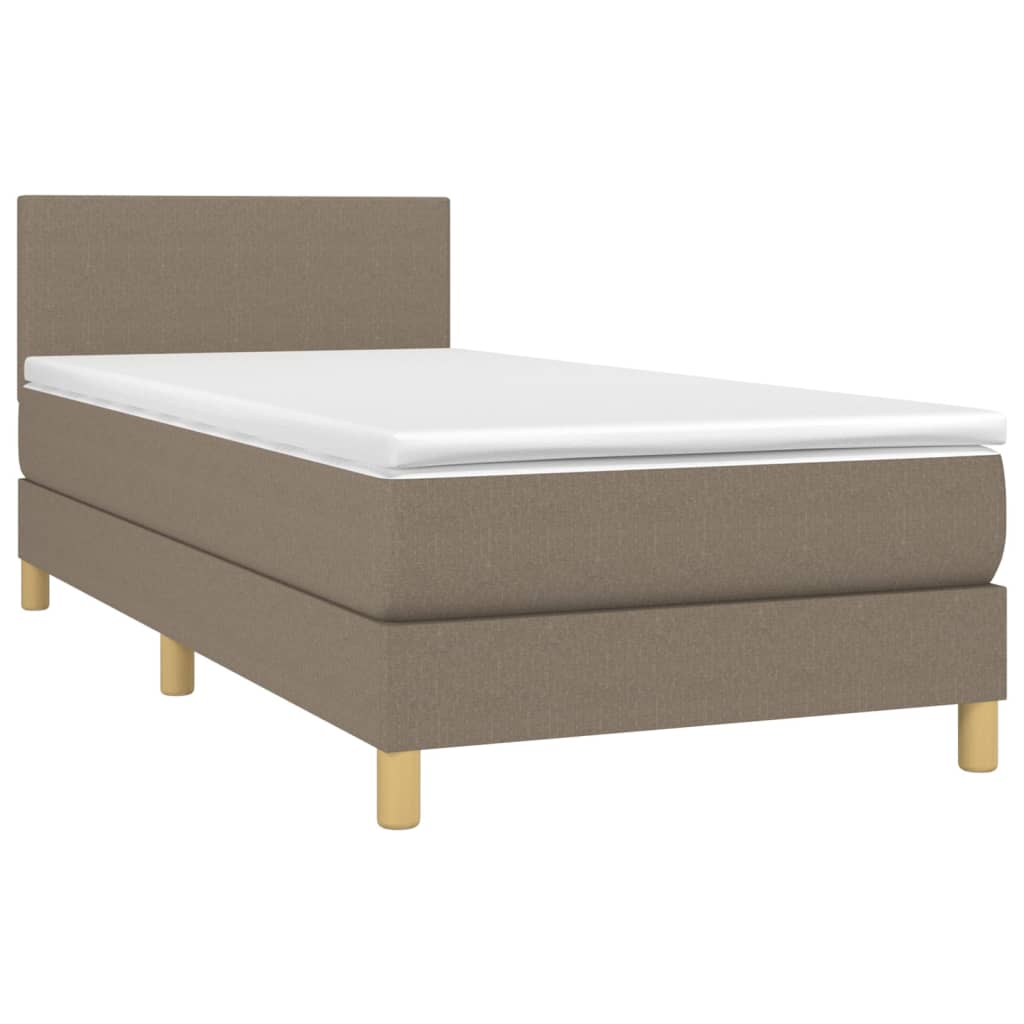 vidaXL Κρεβάτι Boxspring με Στρώμα & LED Taupe 100x200 εκ. Υφασμάτινο