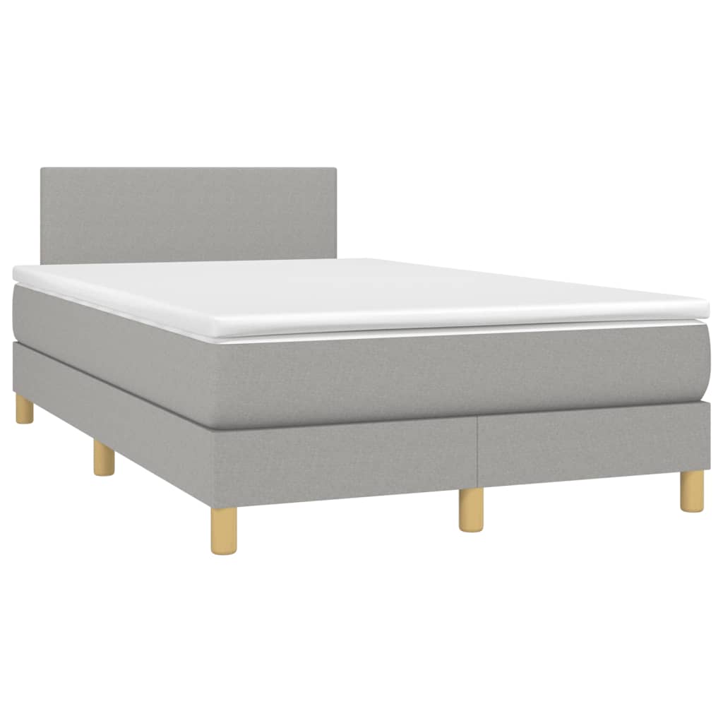 vidaXL Κρεβάτι Boxspring με Στρώμα & LED Αν.Γκρι 120x200 εκ Υφασμάτινο