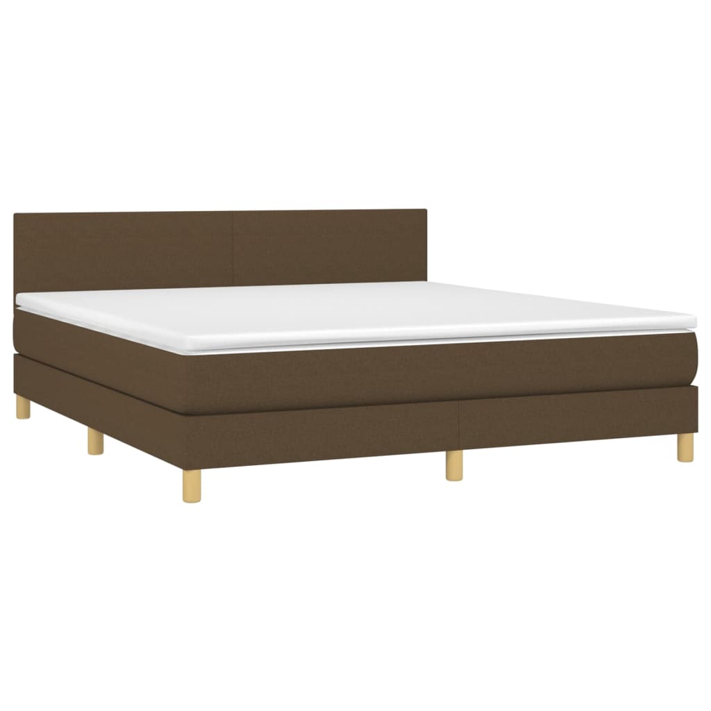 vidaXL Κρεβάτι Boxspring με Στρώμα & LED Σκ.Καφέ 160x200 εκ Υφασμάτινο