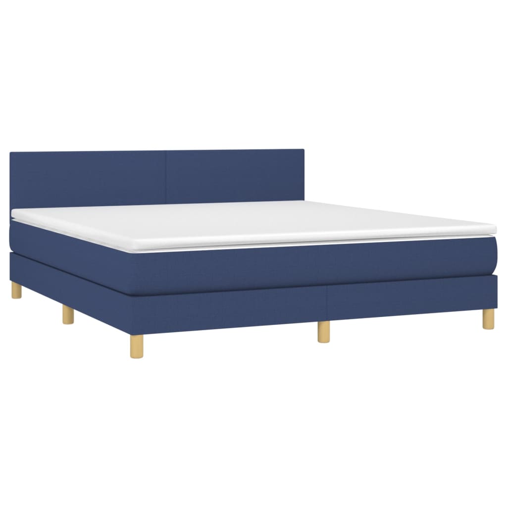 vidaXL Κρεβάτι Boxspring με Στρώμα & LED Μπλε 160x200 εκ. Υφασμάτινο