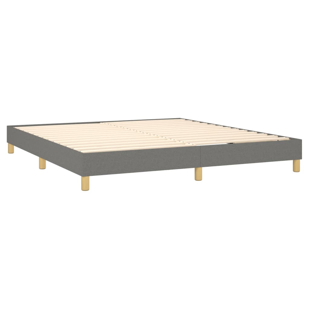 vidaXL Κρεβάτι Boxspring με Στρώμα & LED Σκ.Γκρι 180x200 εκ Υφασμάτινο