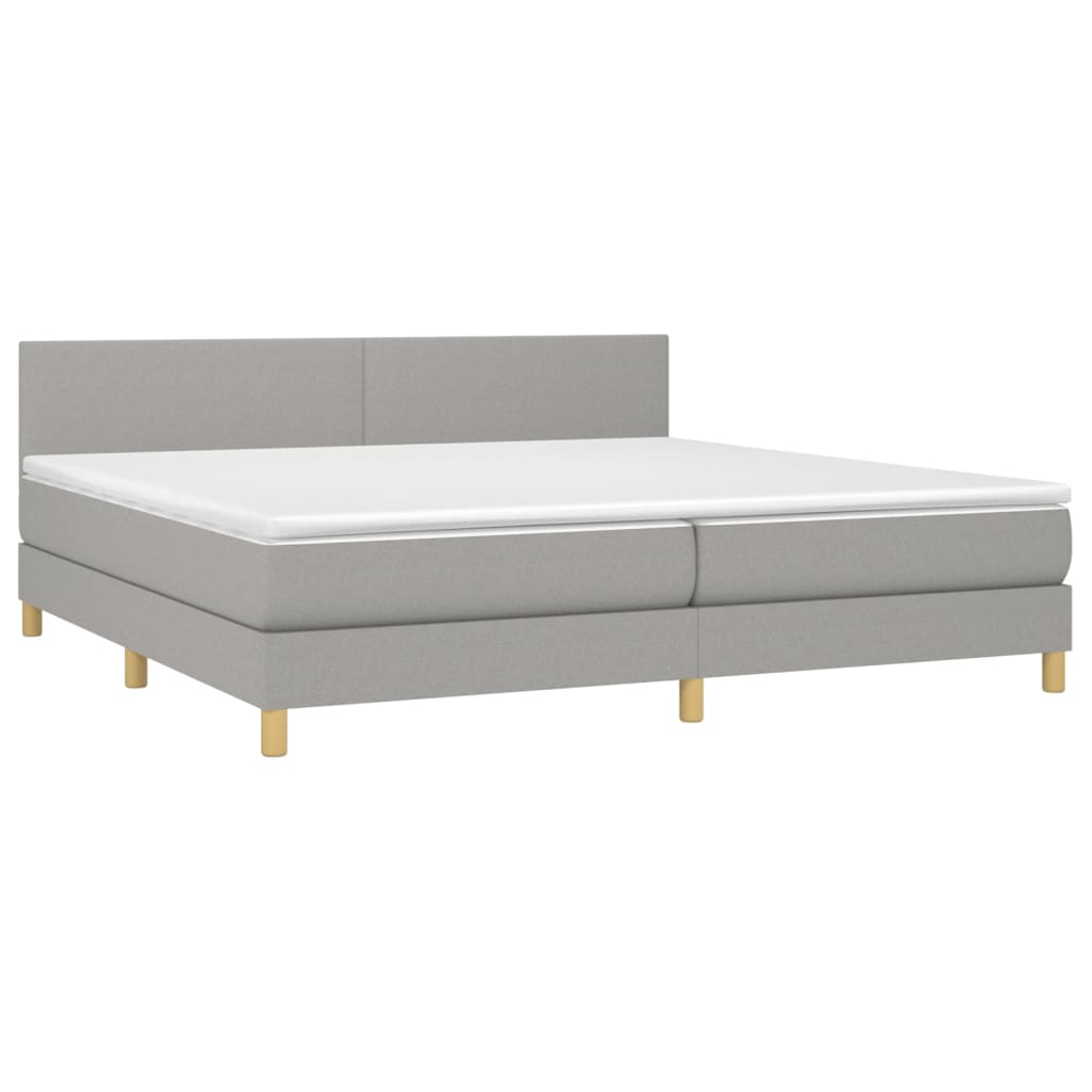 vidaXL Κρεβάτι Boxspring με Στρώμα & LED Αν.Γκρι 200x200εκ. Υφασμάτινο
