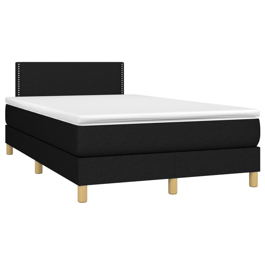 vidaXL Κρεβάτι Boxspring με Στρώμα & LED Μαύρο 120x200 εκ. Υφασμάτινο