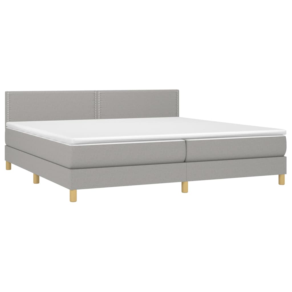 vidaXL Κρεβάτι Boxspring με Στρώμα & LED Αν.Γκρι 200x200εκ. Υφασμάτινο
