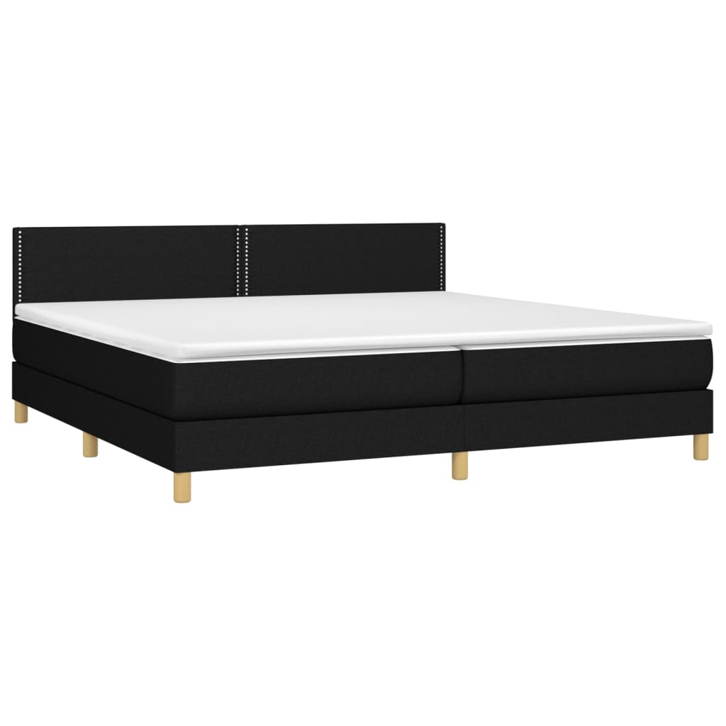 vidaXL Κρεβάτι Boxspring με Στρώμα & LED Μαύρο 200x200 εκ. Υφασμάτινο