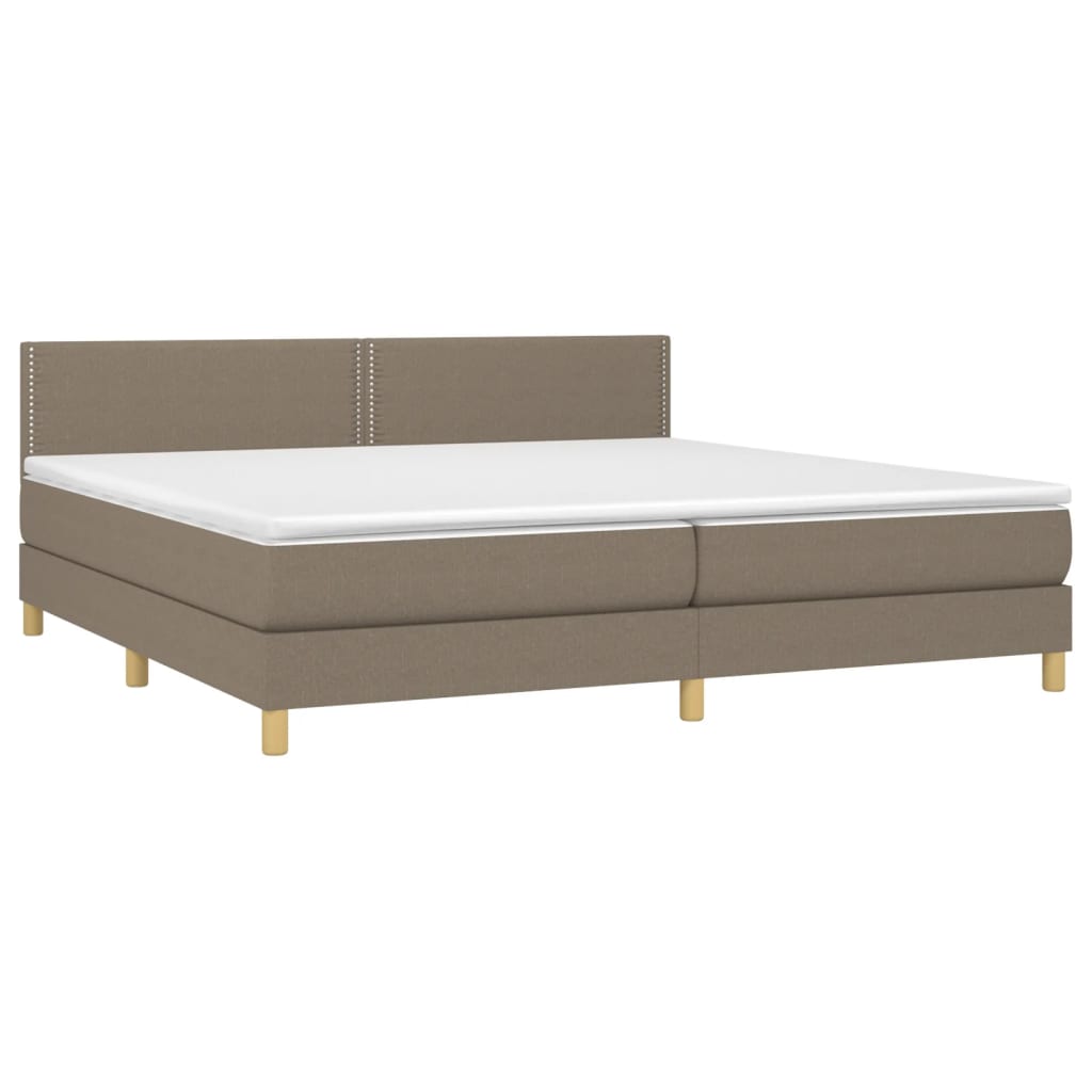 vidaXL Κρεβάτι Boxspring με Στρώμα & LED Taupe 200x200 εκ. Υφασμάτινο