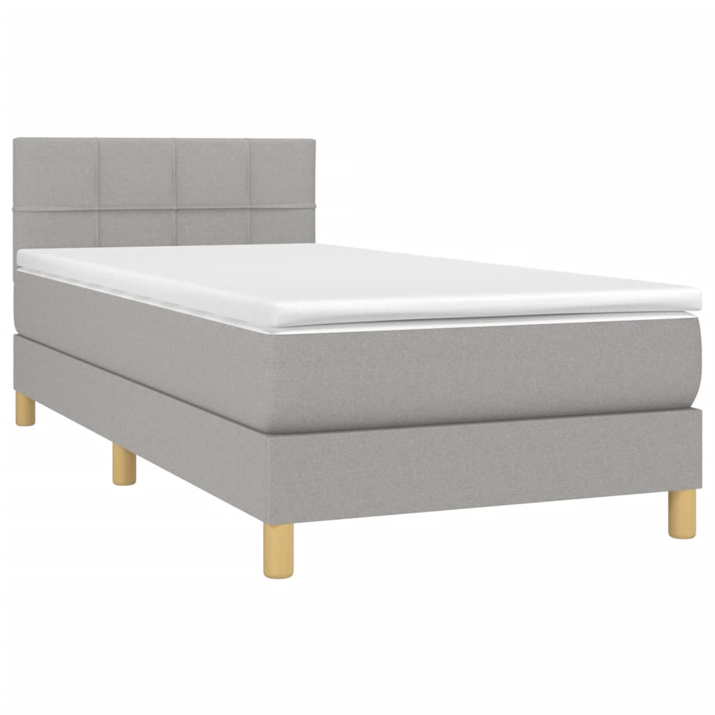 vidaXL Κρεβάτι Boxspring με Στρώμα & LED Αν.Γκρι 80x200 εκ. Υφασμάτινο