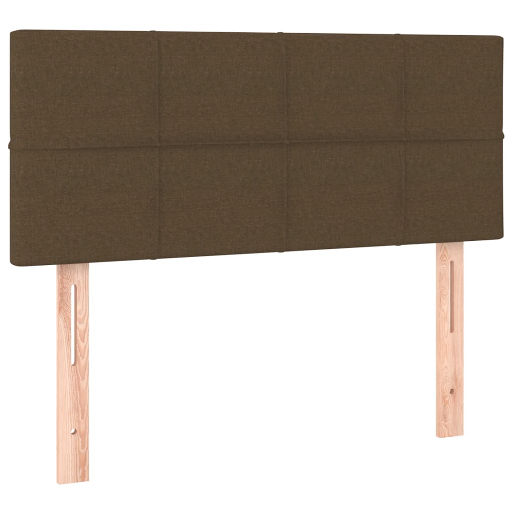 vidaXL Κρεβάτι Boxspring με Στρώμα & LED Σκ.Καφέ 90x190 εκ. Υφασμάτινο