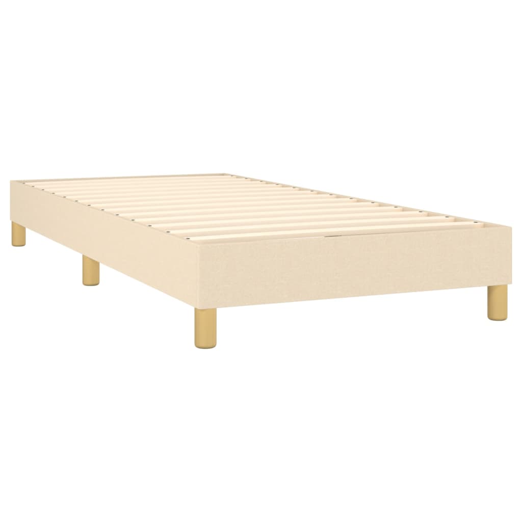 vidaXL Κρεβάτι Boxspring με Στρώμα & LED Κρεμ 90x190 εκ. Υφασμάτινο