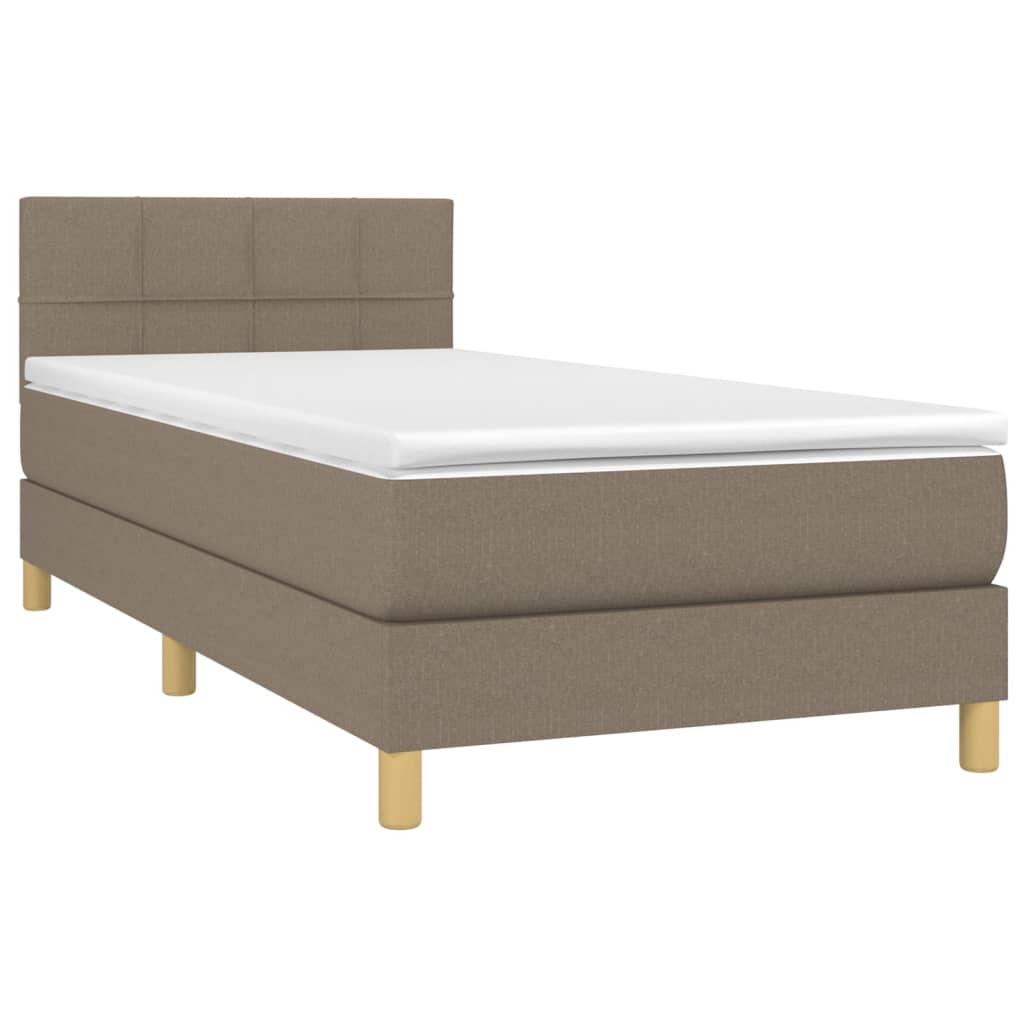 vidaXL Κρεβάτι Boxspring με Στρώμα & LED Taupe 100x200 εκ. Υφασμάτινο