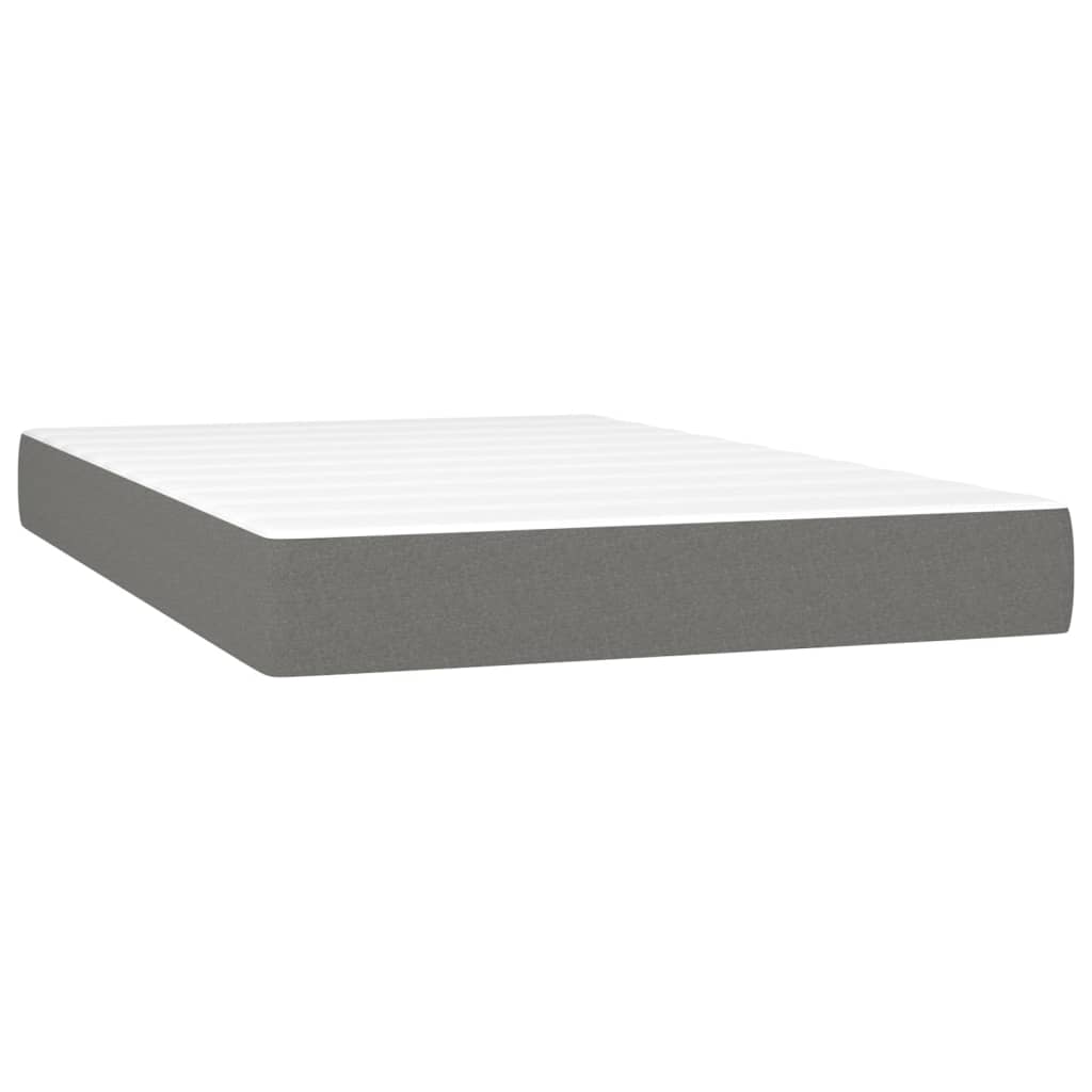 vidaXL Κρεβάτι Boxspring με Στρώμα & LED Σκ.Γκρι 120x200 εκ Υφασμάτινο