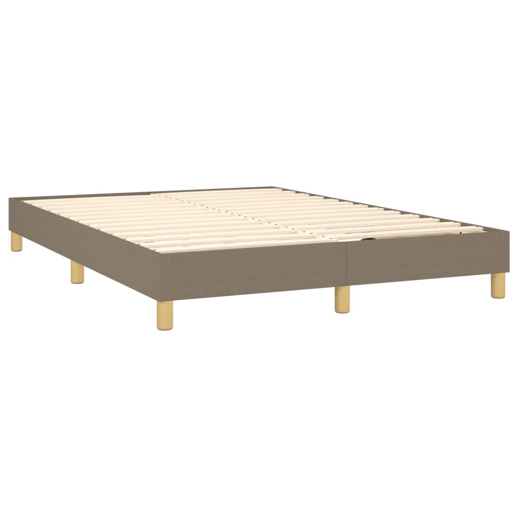 vidaXL Κρεβάτι Boxspring με Στρώμα & LED Taupe 140x200 εκ. Υφασμάτινο