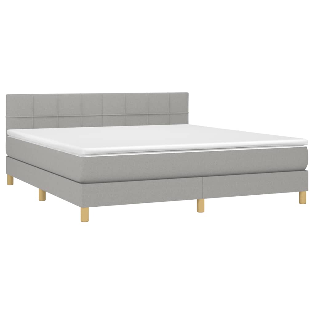 vidaXL Κρεβάτι Boxspring με Στρώμα & LED Αν.Γκρι 180x200 εκ Υφασμάτινο