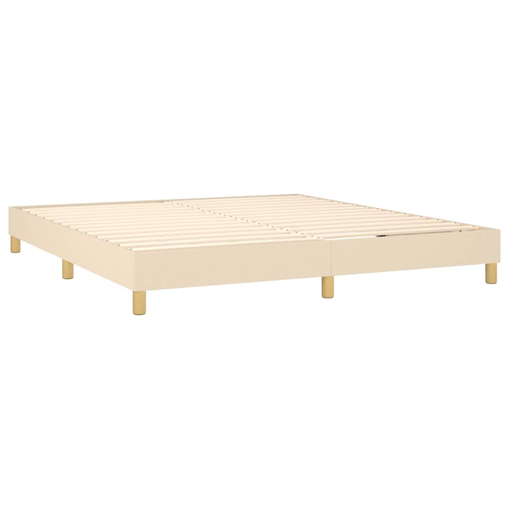 vidaXL Κρεβάτι Boxspring με Στρώμα & LED Κρεμ 180x200 εκ. Υφασμάτινο