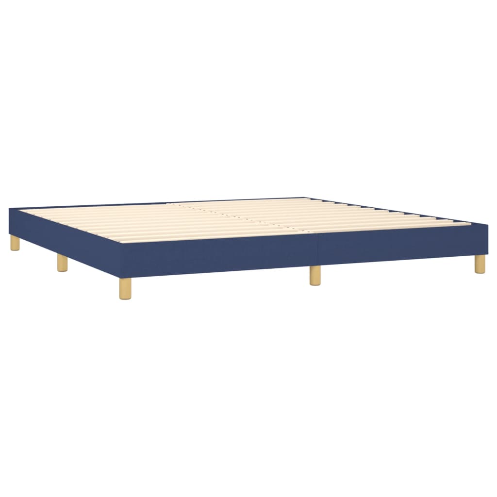 vidaXL Κρεβάτι Boxspring με Στρώμα & LED Μπλε 200x200 εκ. Υφασμάτινο