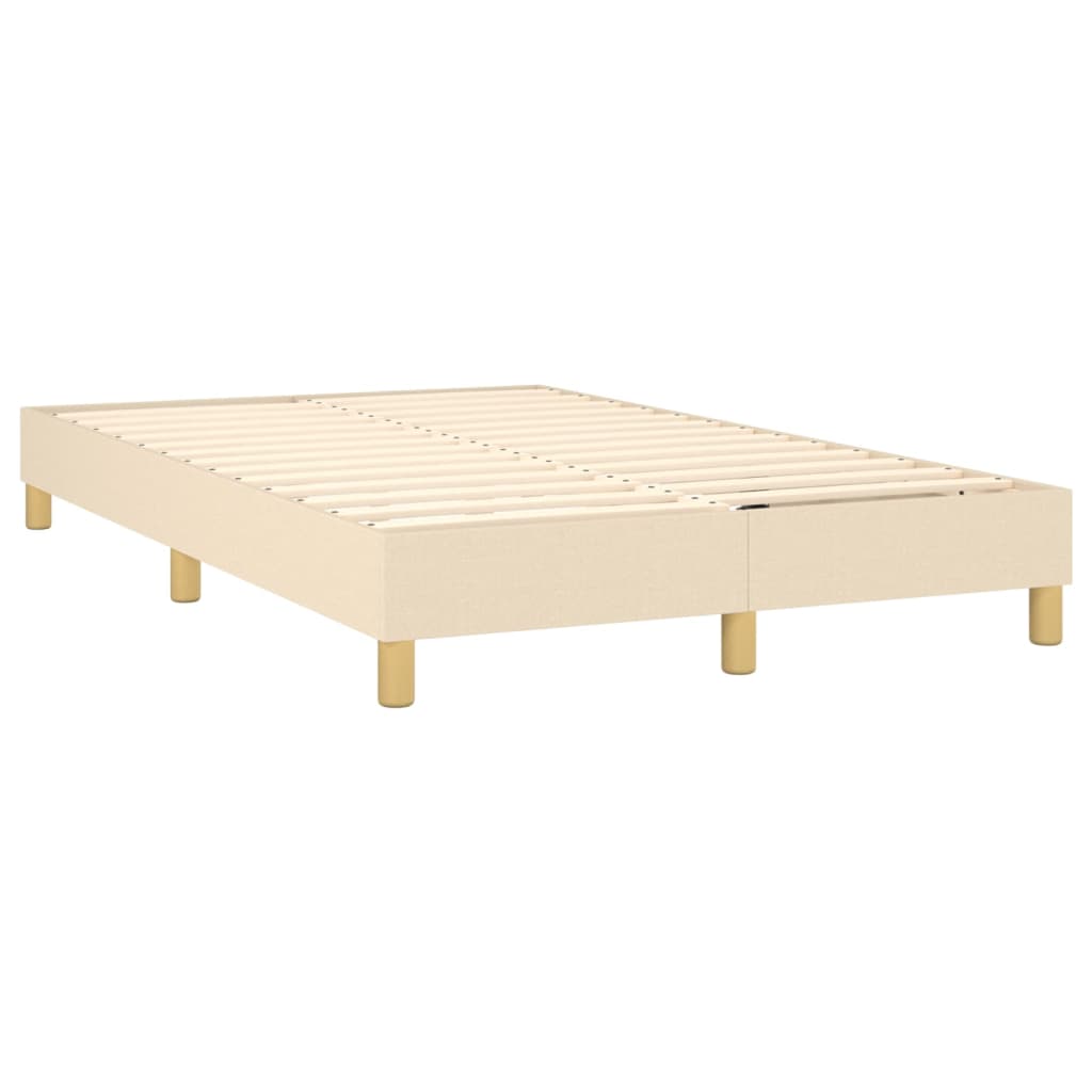 vidaXL Κρεβάτι Boxspring με Στρώμα & LED Κρεμ 120x200 εκ. Υφασμάτινο