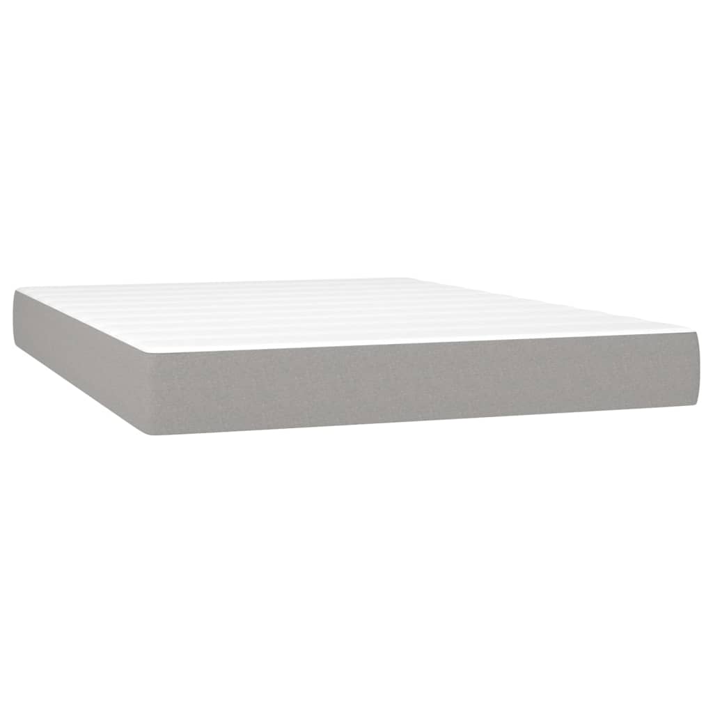vidaXL Κρεβάτι Boxspring με Στρώμα & LED Αν.Γκρι 140x200 εκ Υφασμάτινο