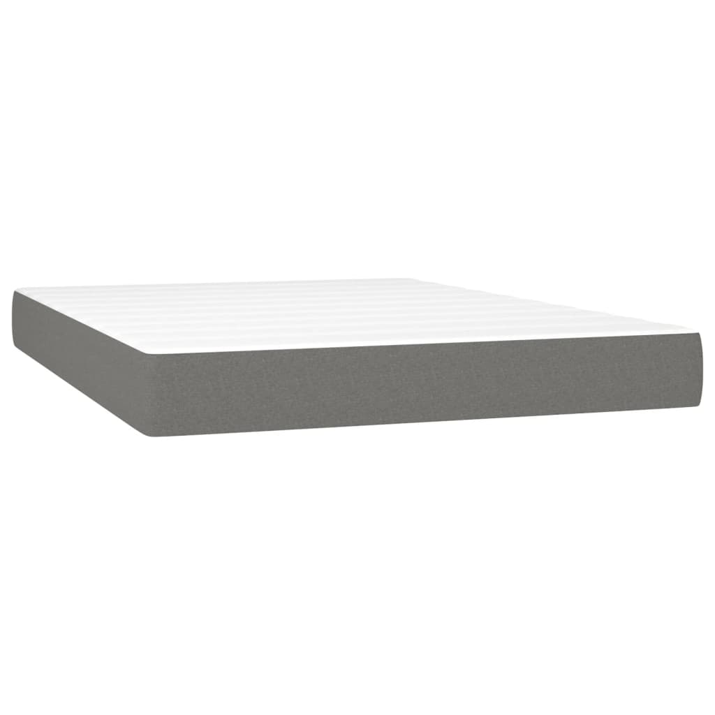 vidaXL Κρεβάτι Boxspring με Στρώμα & LED Σκ.Γκρι 140x200 εκ Υφασμάτινο