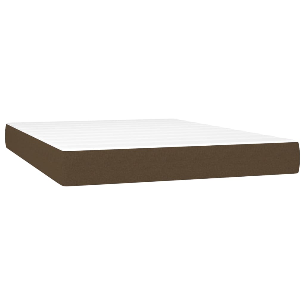 vidaXL Κρεβάτι Boxspring με Στρώμα & LED Σκ.Καφέ 140x200 εκ Υφασμάτινο