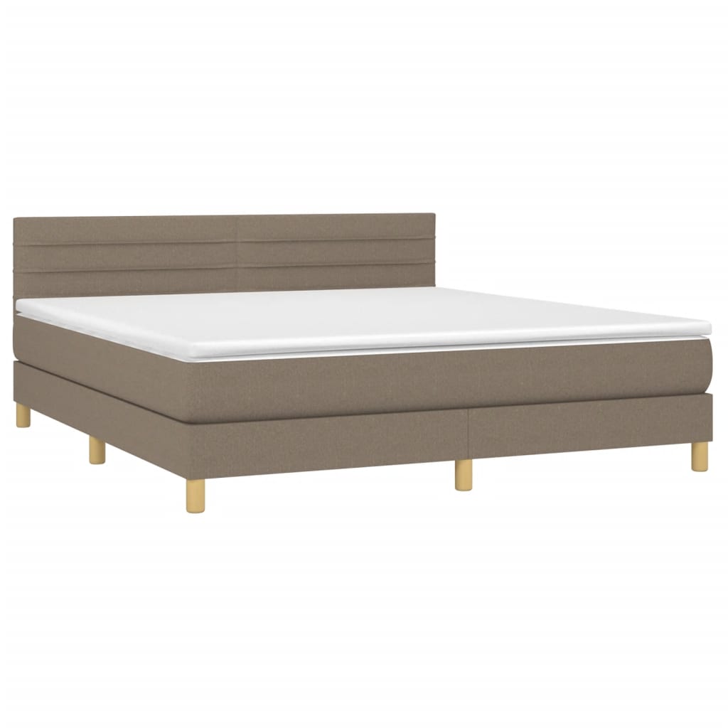 vidaXL Κρεβάτι Boxspring με Στρώμα & LED Taupe 160x200 εκ. Υφασμάτινο