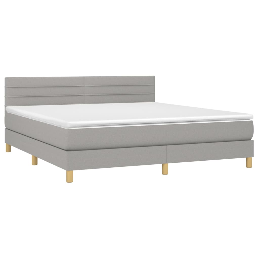 vidaXL Κρεβάτι Boxspring με Στρώμα & LED Αν.Γκρι 180x200 εκ Υφασμάτινο