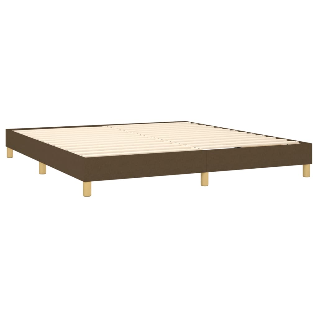 vidaXL Κρεβάτι Boxspring με Στρώμα & LED Σκ.Καφέ 180x200εκ. Υφασμάτινο