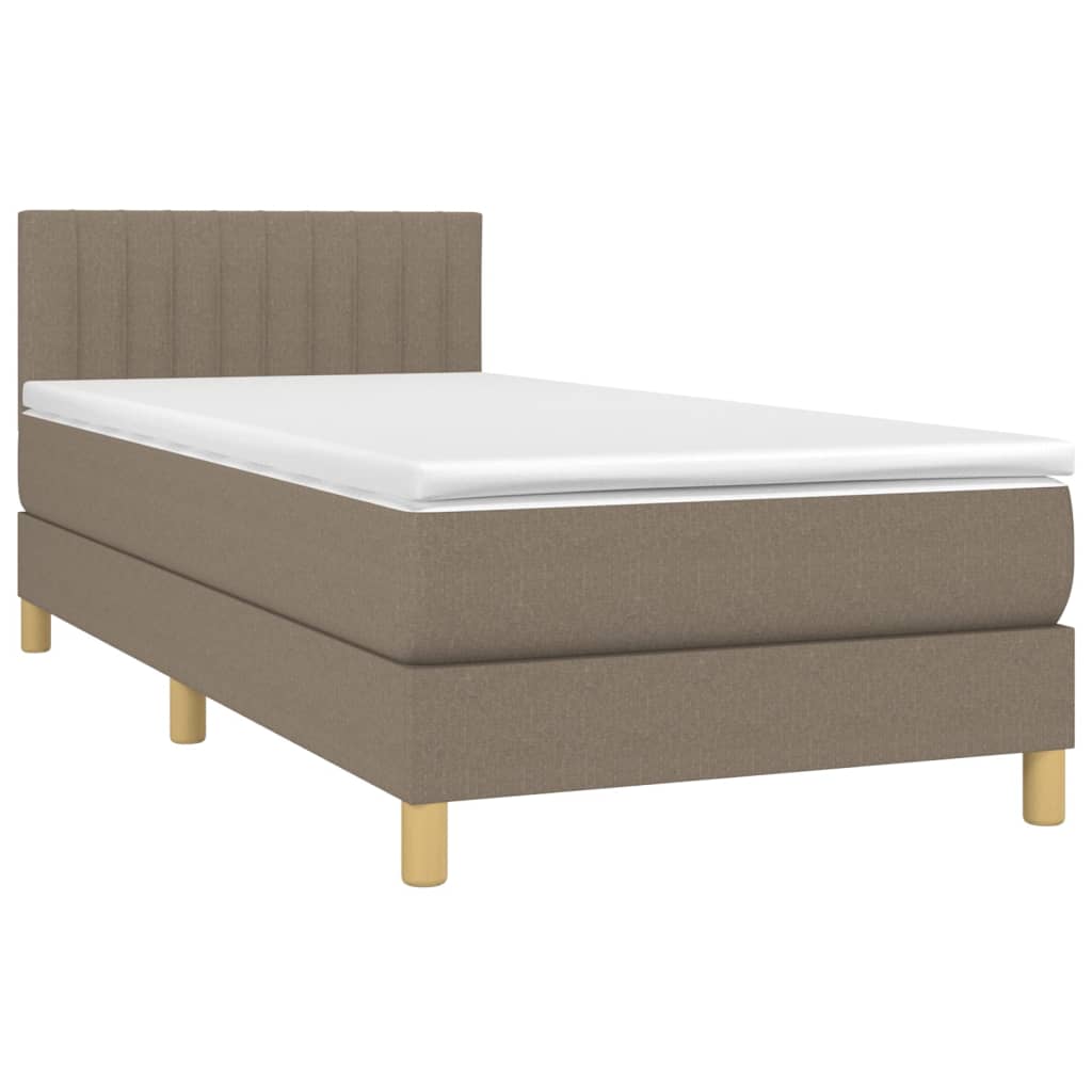 vidaXL Κρεβάτι Boxspring με Στρώμα & LED Taupe 80x200 εκ. Υφασμάτινο