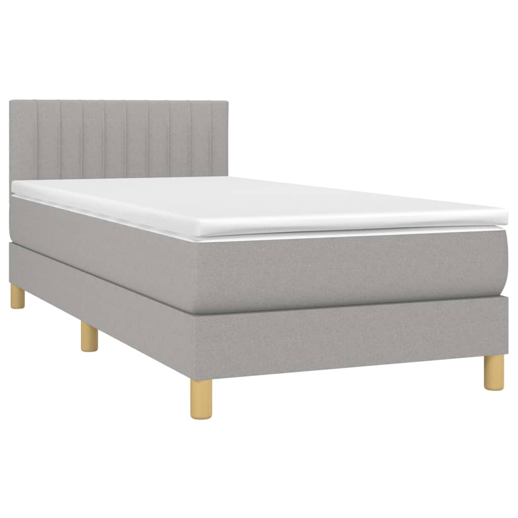 vidaXL Κρεβάτι Boxspring με Στρώμα & LED Αν.Γκρι 100x200 εκ Υφασμάτινο