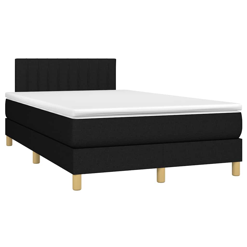 vidaXL Κρεβάτι Boxspring με Στρώμα & LED Μαύρο 120x200 εκ. Υφασμάτινο