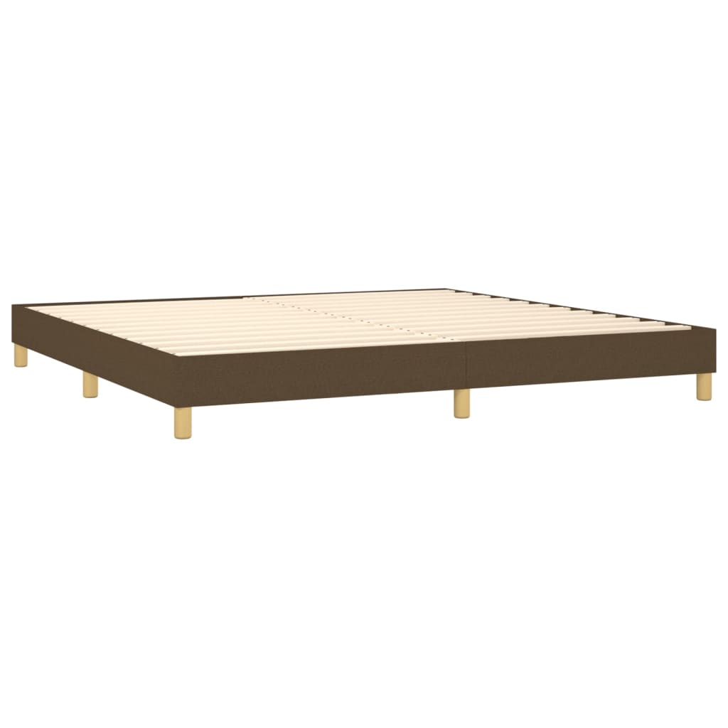 vidaXL Κρεβάτι Boxspring με Στρώμα & LED Σκ.Καφέ 200x200 εκ Υφασμάτινο