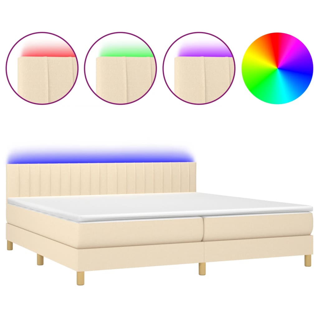 vidaXL Κρεβάτι Boxspring με Στρώμα & LED Σκ.Γκρι 80x200 εκ. Υφασμάτινο