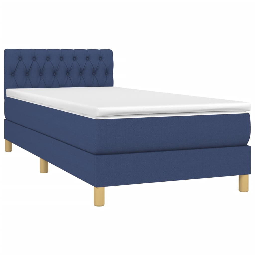 vidaXL Κρεβάτι Boxspring με Στρώμα & LED Μπλε 80x200 εκ. Υφασμάτινο