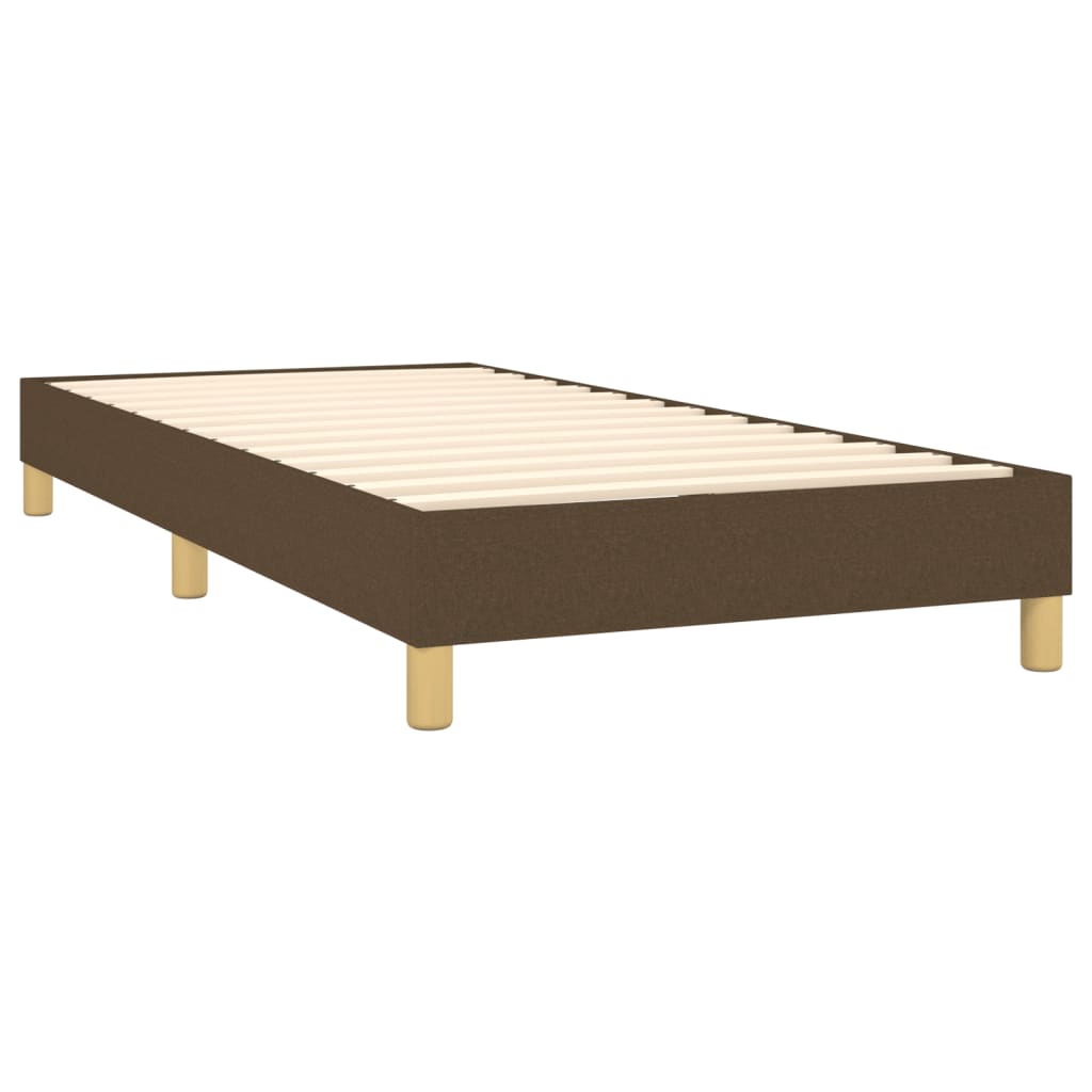 vidaXL Κρεβάτι Boxspring με Στρώμα & LED Σκ.Καφέ 90x190 εκ. Υφασμάτινο